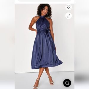 Elegant Navy Halter Dress
